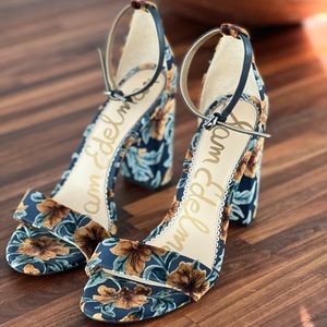 Sam Edelman Yaro Blue Floral Heels Size 9